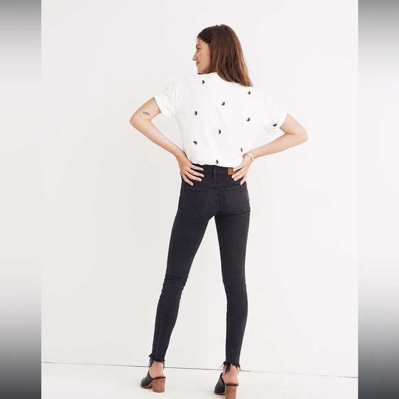 Madewell 9” Mid Rise Skinny Jean In Berkeley Black. Button-through edition. - Picture 4 of 11